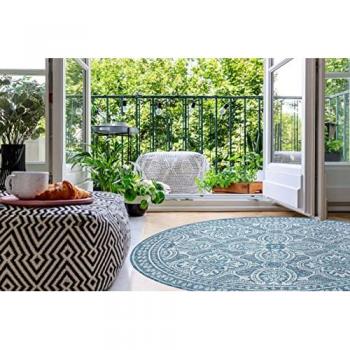 Alfombra de Cuerda Sisal Loft Boho Circular 160 cm Marfil/Plata/Azul Beige