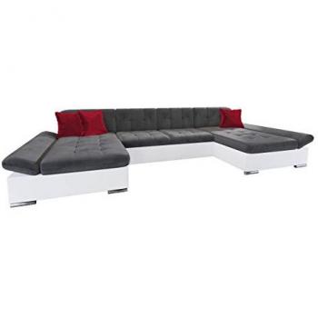 Sofá rinconero Comfivo 155 con función de descanso, caja de ropa de cama, dimensiones 360x160x75cm, color gris