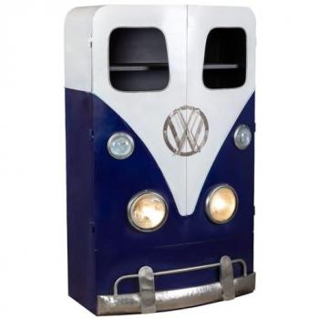 Armario Vintage Furgoneta de Madera y Metal Azul con 2 Puertas 90x53x150 cm