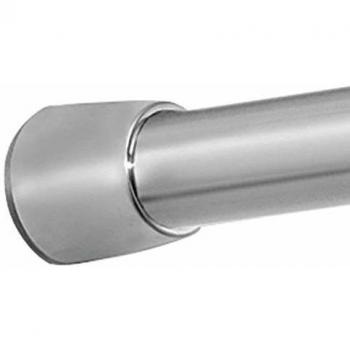 iDesign Shower Curtain Rail, Medium Length Stainless Steel Tension Rod with no Drilling, Modern Telescopic Shower Curtain Pole for Bathroom and Shower, Matte Silver