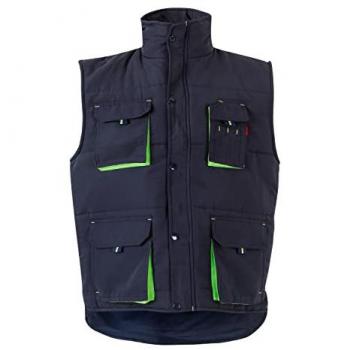Chaleco industrial acolchado bicolor multibolsillos Velilla - Azul Navy/Verde Lima - Talla 3XL