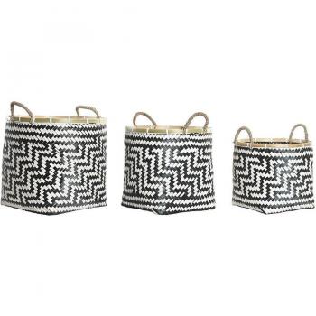 Juego de Cestas DKD Home Decor Bambú 40 x 40 x 44 cm, set de 3 cestas de bambú en color blanco, dimensiones de cada cesta: 40 cm de ancho, 40 cm de profundidad y