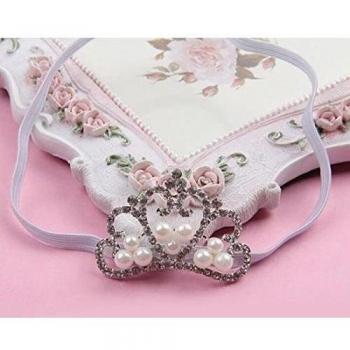 Bebé Cute corona perla pelo banda accesorios Bling Kids Diadema Tela Cristal White&Silver