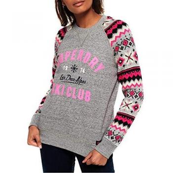 Superdry Dakota Fairisle Crew, Jersey para Mujer, Gris
