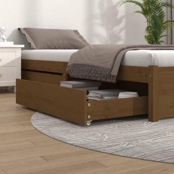 Cajones para cama 2 piezas madera maciza de pino marrón ámbar