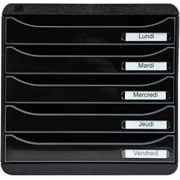 Exacompta 3097214D - Caja organizadora, 5 cajones, color negro glossy