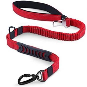 HAPPY HACHI Correas de Adiestramiento para Perros Nylon Correa Reflectantes Elástica para Perros Medianos Grandes con 2 Manijas Blandas Cinturón de Seguridad para Perros