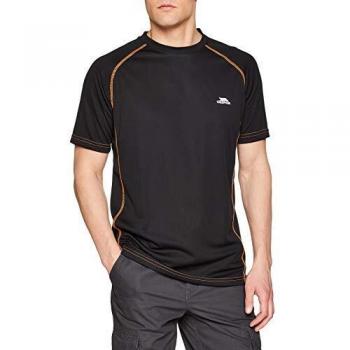 Trespass Ethen – Hombres De Secado Rápido Camiseta, Hombre, Color Black Shocking Orange, tamaño XXS