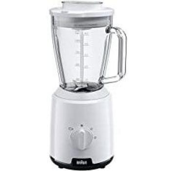 Braun JB1050WH PowerBlend 1 Batidora de Vaso, Jarra Triangular de Vidrio de 1.25 L, 600W, Color Blanco