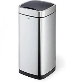 Papelera No Touch 35L Rectangular Acero Inoxidable Negro Durable