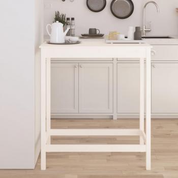 Mesa alta de bar de madera maciza de pino blanco 100x50x110 cm