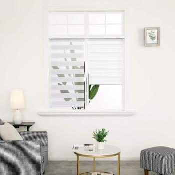 Deconovo Estor Enrollable Doble Tejido Noche y Día Persiana Enrollable para Ventanas y Puertas 90x150cm Blanco