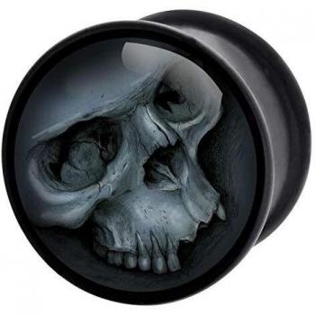 Wildcat Grey Skull Unisex Plug Negro/Gris 14 mm, PMMA,