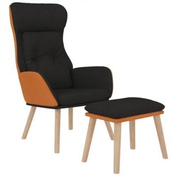 Sillón de Relax con Reposapiés en Similpelle y Tela Negra