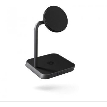 Cargador Inalámbrico Magnético 2 en 1 Zens Office Charger 2 - 15W Rápido, Qi Certificado, con Adaptador de 24W, Negro
