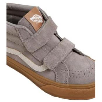 Zapatilla Vans Sk8-Mid Reissue V Gris/Gum para niños, modelo marrón/blanco, talla 34, diseño casual y deportivo