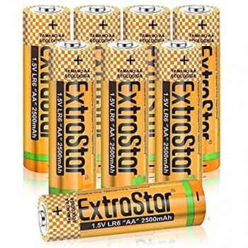 Extrastar Pilas Alcalinas AA Baterías LR6 para Linternas, Relojes, Mandos a Distancia, Juguetes-8 Unidades de 1.5V