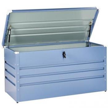 Caja de almacenamiento exterior de acero galvanizado azul 400L estilo industrial Cebrosa