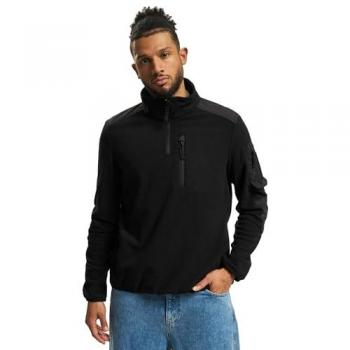 Brandit Black Ripstop Fleece Half-Zip Troyer for Men - 7XL