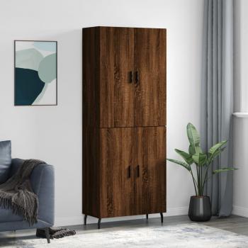 Aparador alto de madera contrachapada marrón roble 69,5x34x180 cm