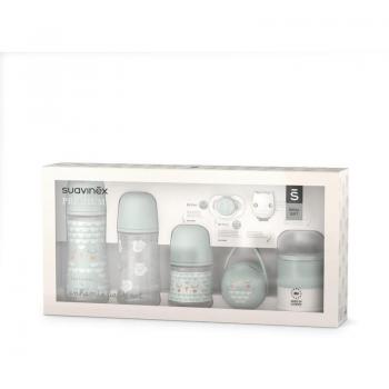 Suavinex Welcome Baby Set Bonhomia - Incluye Biberones de 150 ml, 270 ml y 360 ml, Chupete para 0-6 Meses, Dosificador de Leche en Polvo, Port