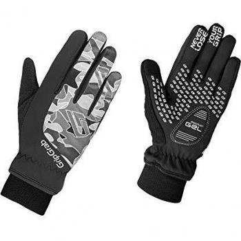 GripGrab Rebel Youngster Windproof Winter Gel-Padded Kids Cycling Gloves-Full Finger Shock-Absorbing for Children Guantes Ciclismo Invierno, Unisex-Youth, Negro/Gris, L