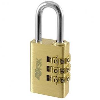 Candado de combinación Ferrestock FSKCAN328, 3 dígitos, fabricado en latón macizo de alta calidad, ideal para taquillas de gimnasio, maletas, cobertizos, puertas, cadenas o cajas de