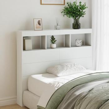 Cabecero de cama con contenedor LED blanco 120x17x102 cm