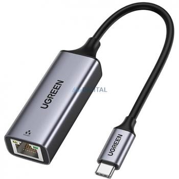 Adaptador UGREEN USB-C a Ethernet RJ45 Gigabit 1000 Mbps, aluminio gris