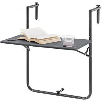 Mesa Colgante de Balcón Badolato Plegable Acero Polietileno 84 x 60 x 60 cm Gris Oscuro