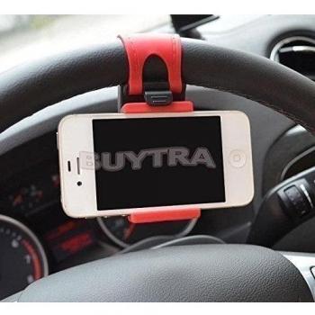 Soporte de coche para teléfonos móviles, colocación en volante, de goma; para iPhone, iPod