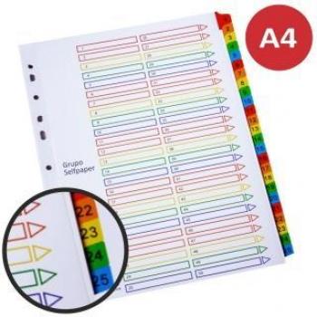 Separador numérico 1-50, Juego de 50, multitaladro A4