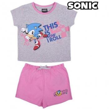 Pijama corto gris para niña Sonic 73250