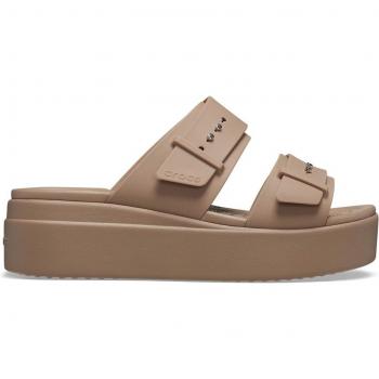 Crocs Women's Brooklyn Buckle Low Sandals - Latte Color, Size W5