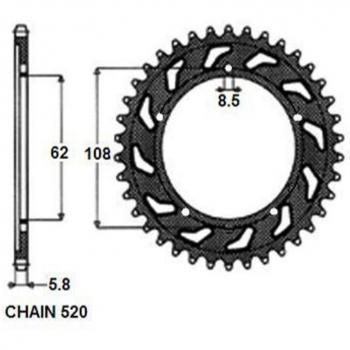 Rueda dentada para cadena SUNSTAR SUNR1-3100-40, 40 dientes, compatible con sistemas de transmisión de bicicletas