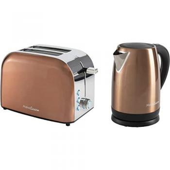 Pack Tostador y Hervidor Vintage Loft Inspire - Tostador 900W con 2 Ranuras, Funciones de Cancelar, Recalentar y Descongelar + Hervidor 2200W, 1.7L