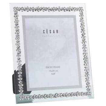 Marco de Fotos Espejo Gris Cristal 23 x 28 x 2 cm Alexandra House Living