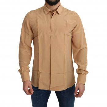 Dolce & Gabbana Yellow 100% Silk GOLD Top Slim Shirt - IT38 | XS