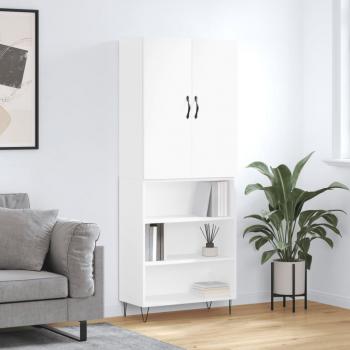 Aparador alto de madera multicapa blanco 69,5x34x180 cm