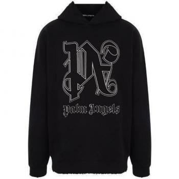 Palm Angels Men's Cotton Hoodie in Black | Size Medium | PMBB126E23FLE001 Color 1003