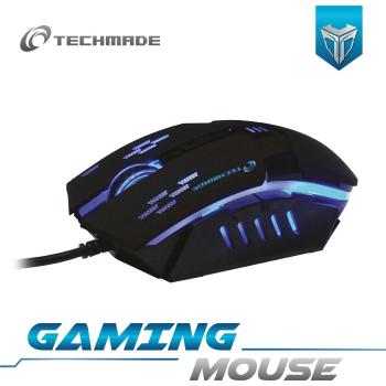 Mouse Gaming USB Ambidestro 2400 DPI con LED y 5 Botones - Techmade TM-PG-20