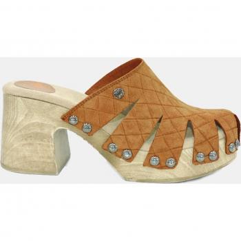Zuecos de mujer Porronet 3080 de piel serraje troquelada