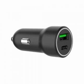 Cargador Rápido para Coche con 2 Puertos USB Tipo C PD 20W Negro