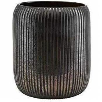 House Doctor - Macetero Utla, Negro y marrón, H: 17,4 cm, Dia: 19,2 cm