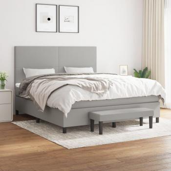 Cama box spring con colchón de tela gris claro 180x200 cm