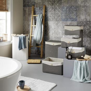 Cesto para la colada plegable blanco Pongotodo bambu 40x30x60 cm