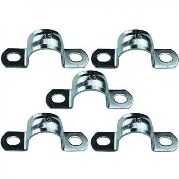 AERZETIX - C49769 - Juego de 5 bridas para cable abrazadera de tubo en forma U - para alambres Ø19mm - 20x14x53mm - en acero galvanizado - enganche de pared para atornillar clavar fijación bilateral