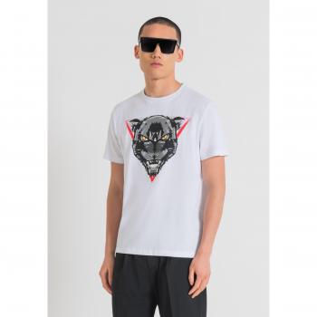 Camiseta Regular Fit de Jersey de Algodón con Estampado al Agua y en Plástico Mate