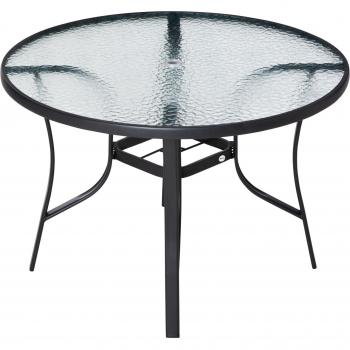 Mesa De Cristal de Jardín Outsunny Redonda con Agujero Negro Ø106,5x71 cm