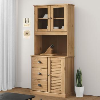 Aparador alto VIGO de madera maciza de pino 78x40x175 cm Marrón